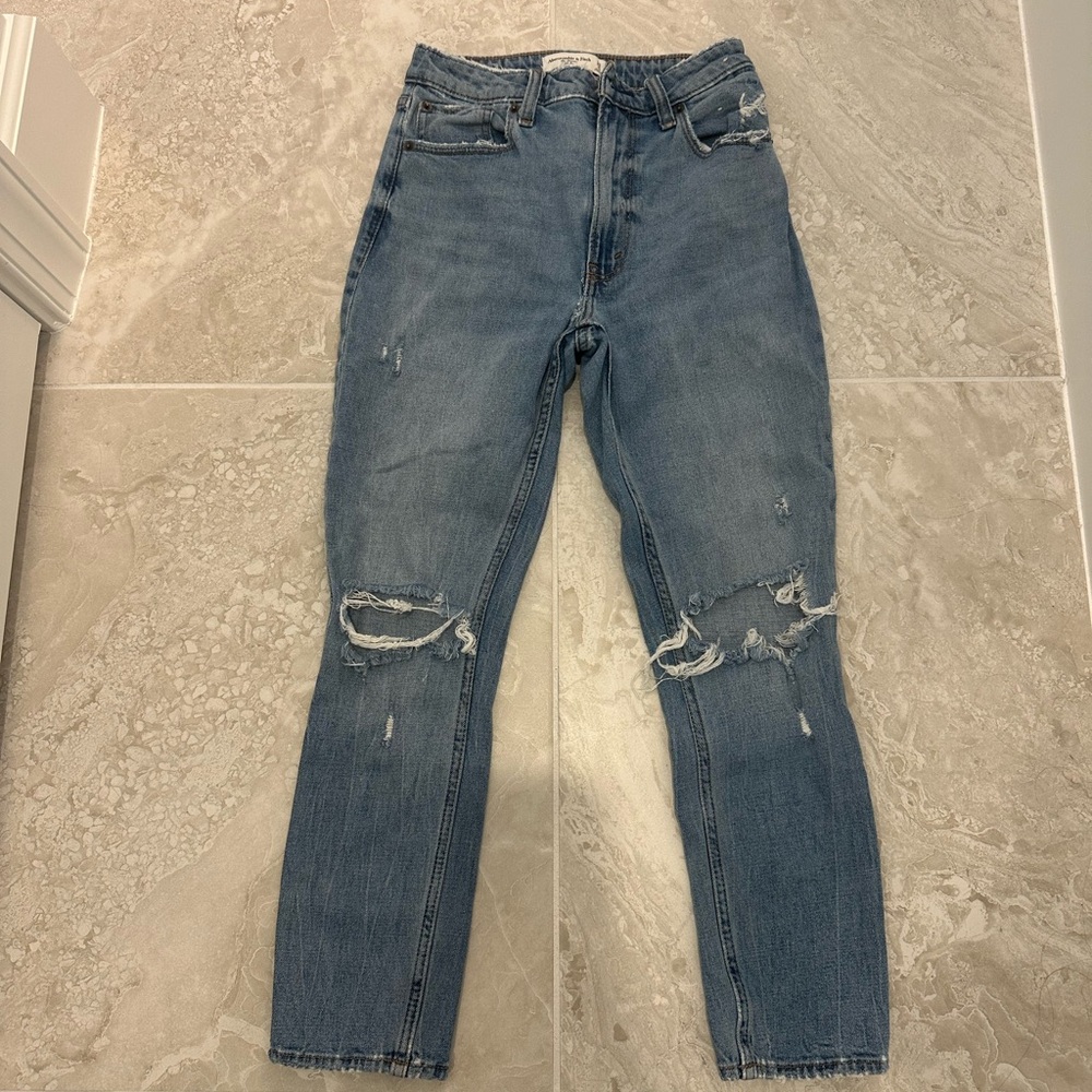 A&F Distressed Blue Jeans
